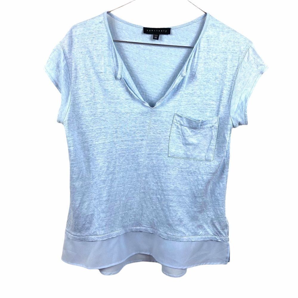 Sanctuary} Split Neck Layered Look Blue - Picture 2 of 7